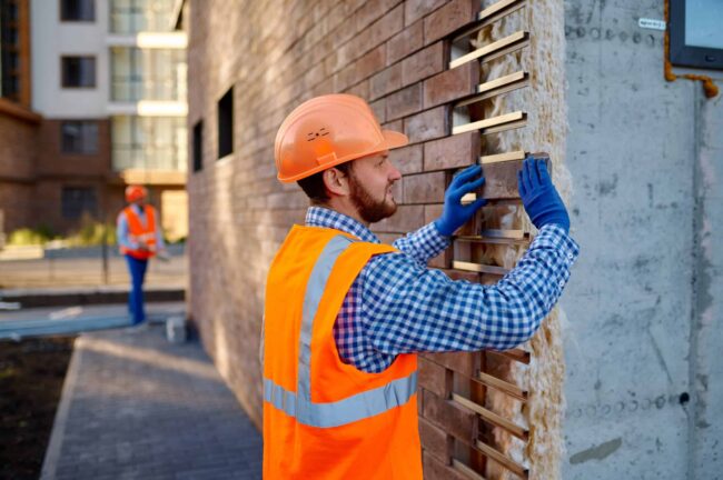 Worker cladding stone for external wall warming Siding Fort Collins CO