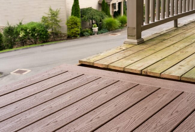 Replacement of old wooden deck with composite material Deck Replacement Fort Collins CO