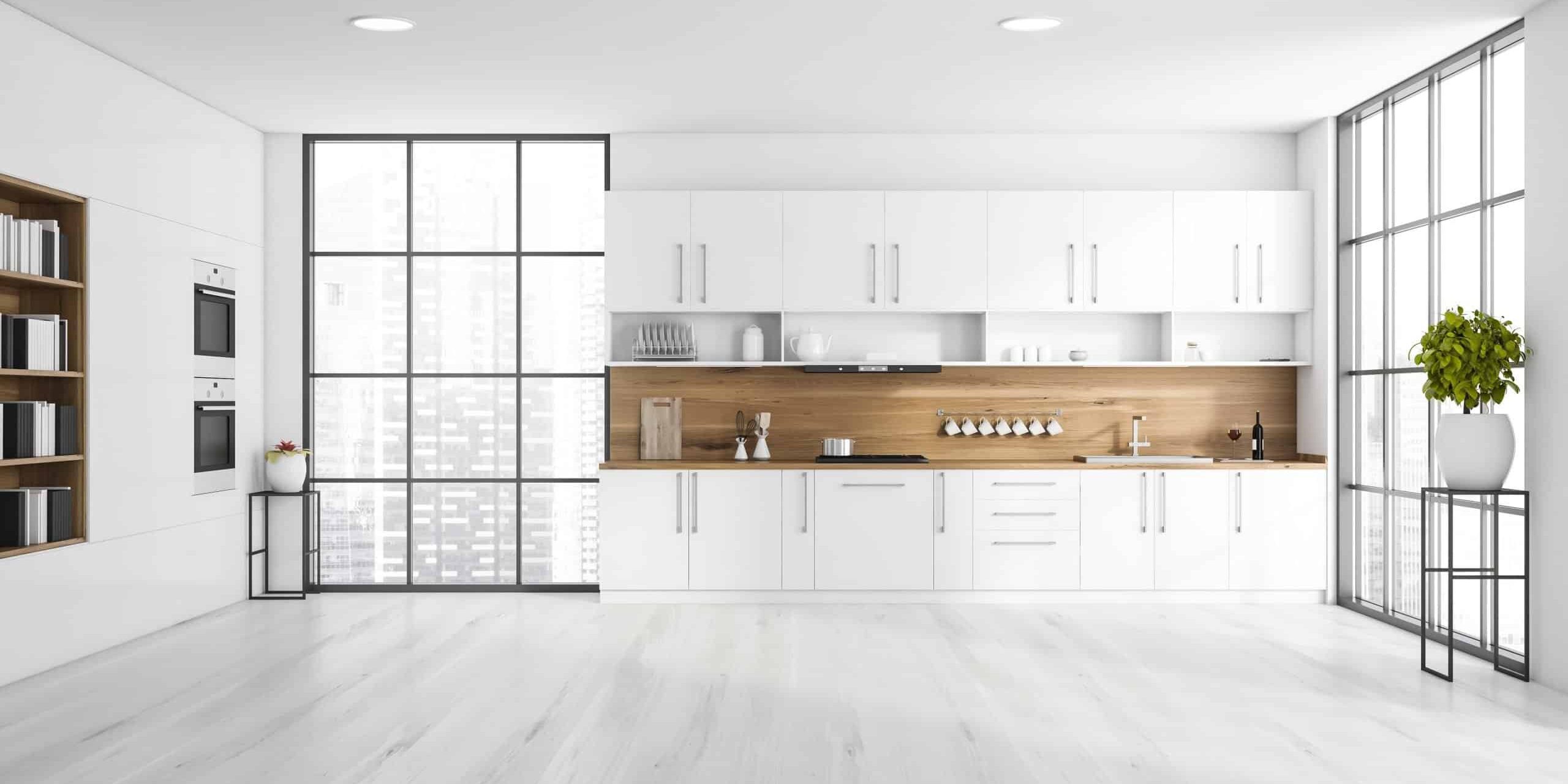 White kitchen with countertops and bookcase Kitchen Remodels in Fort Collins CO